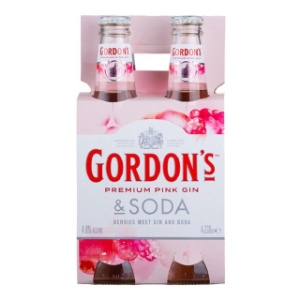 Picture of Gordons 4% Pink Gin n Soda 4pk Bottles 330ml