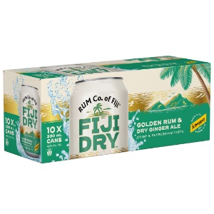 Picture of Fiji Dry 4.8% Rum & Schweppes Dry Gingerale 10pk Cans 330ml