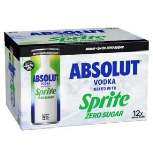 Picture of Absolut Vodka & Sprite Zero 5% 12pack Cans 250ml