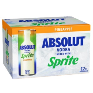 Picture of Absolut Vodka & Sprite Pineapple 5% 12pack Cans 250ml