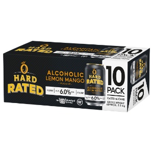 Picture of Hard Rated 6% Vodka Lemon Mango 10pack Cans 330ml