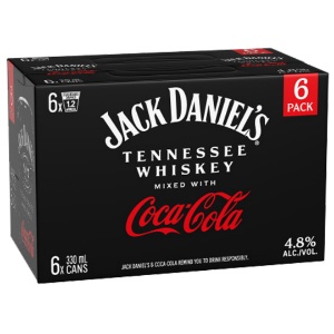 Picture of Jack Daniels Whiskey n Coke 4.8% 6pk Cans 330ml
